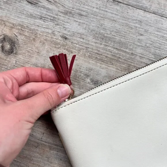 Rachel Pally Floral Clutch Cream Leather Trim Blue Red Yellow Print Bag - Picture 7 of 9